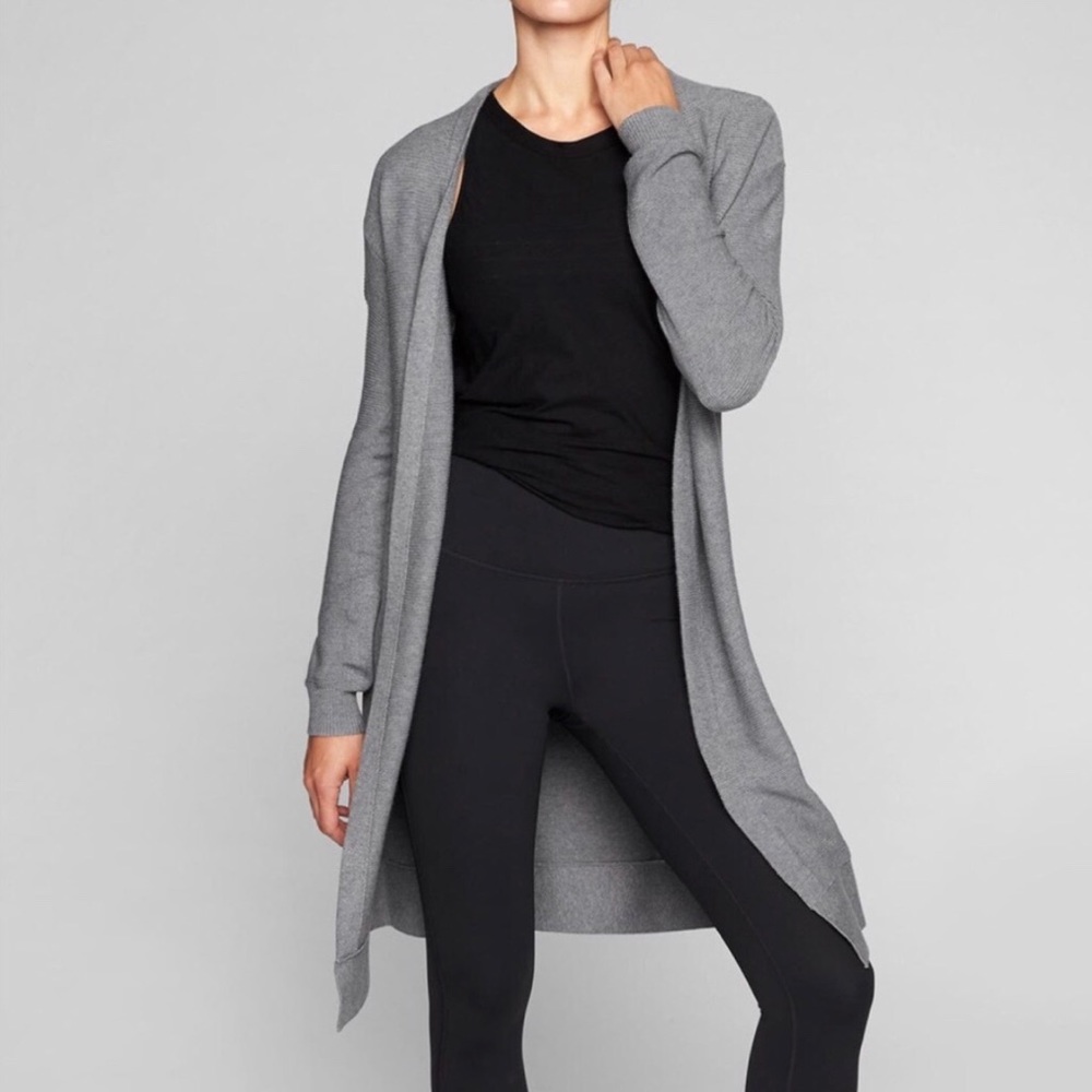 Athleta Daybreak Rib Open Front Long Silk Cardigan